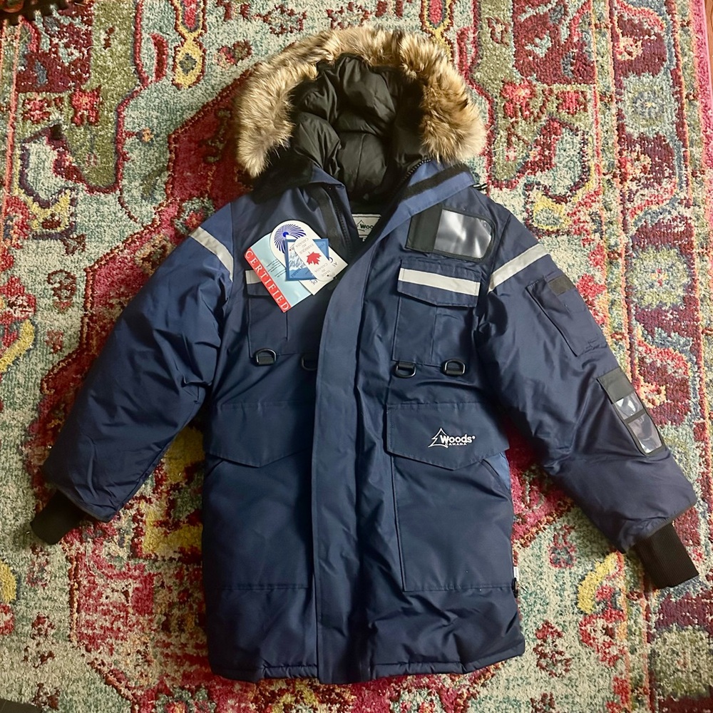 Parka Woods Navy with Fur Hood